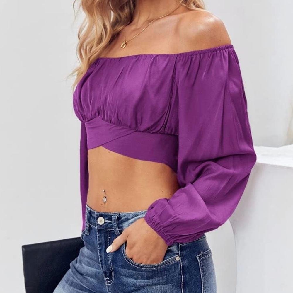 Elegant Purple Off-Shoulder Women's Top